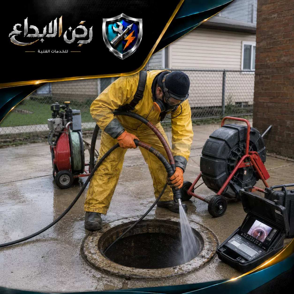 فني تسليك مجاري في ام القيوين 0553689103 ركن الابداع عامل يستخدم تنظيف المجاري بالضغط لفك الانسداد العميق مع فحص الكاميرا وتحديد مسار الصرف بطريقة دقيقة.