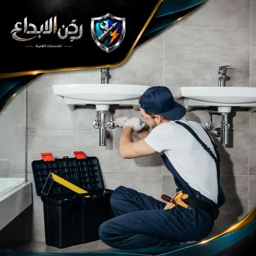 تركيب سخانات مياه دبي 0553689103 ركن الابداع فني متخصص يرتدي زي العمل لتقديم خدمة سباك صحي وإصلاح وصيانة أحواض الحمامات بدقة.
