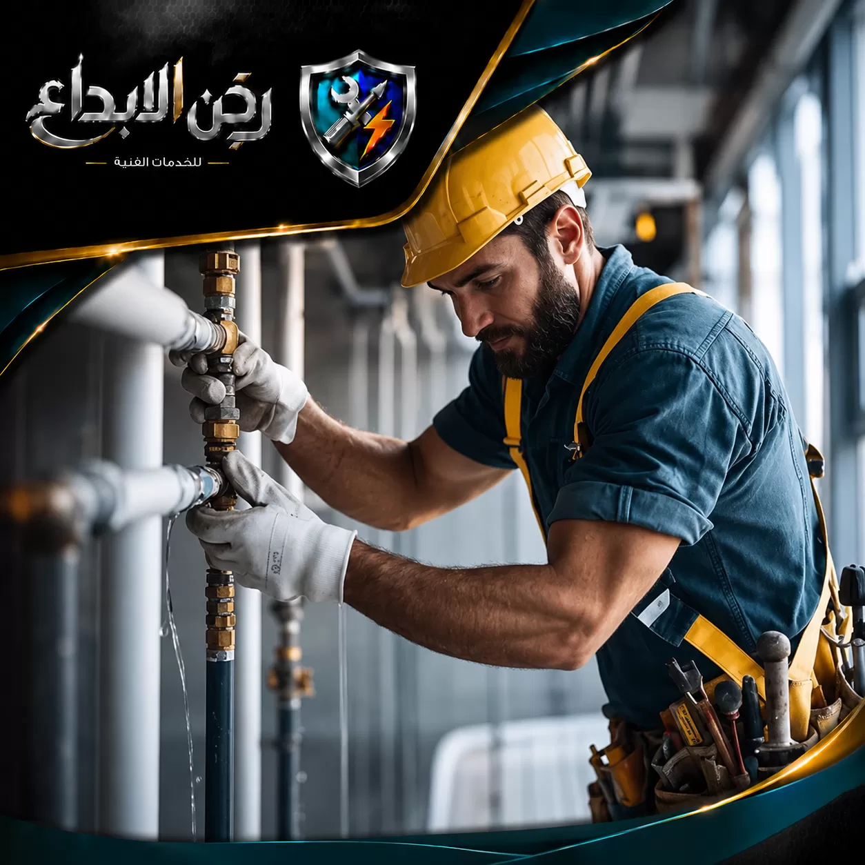 سباك ممتاز في أبو ظبي 0553689103 ركن الابداع فني تأسيس سباكة يعالج مشكلة تسرب في أنابيب التمديدات الرئيسية باستخدام أدوات احترافية لحماية المبنى.