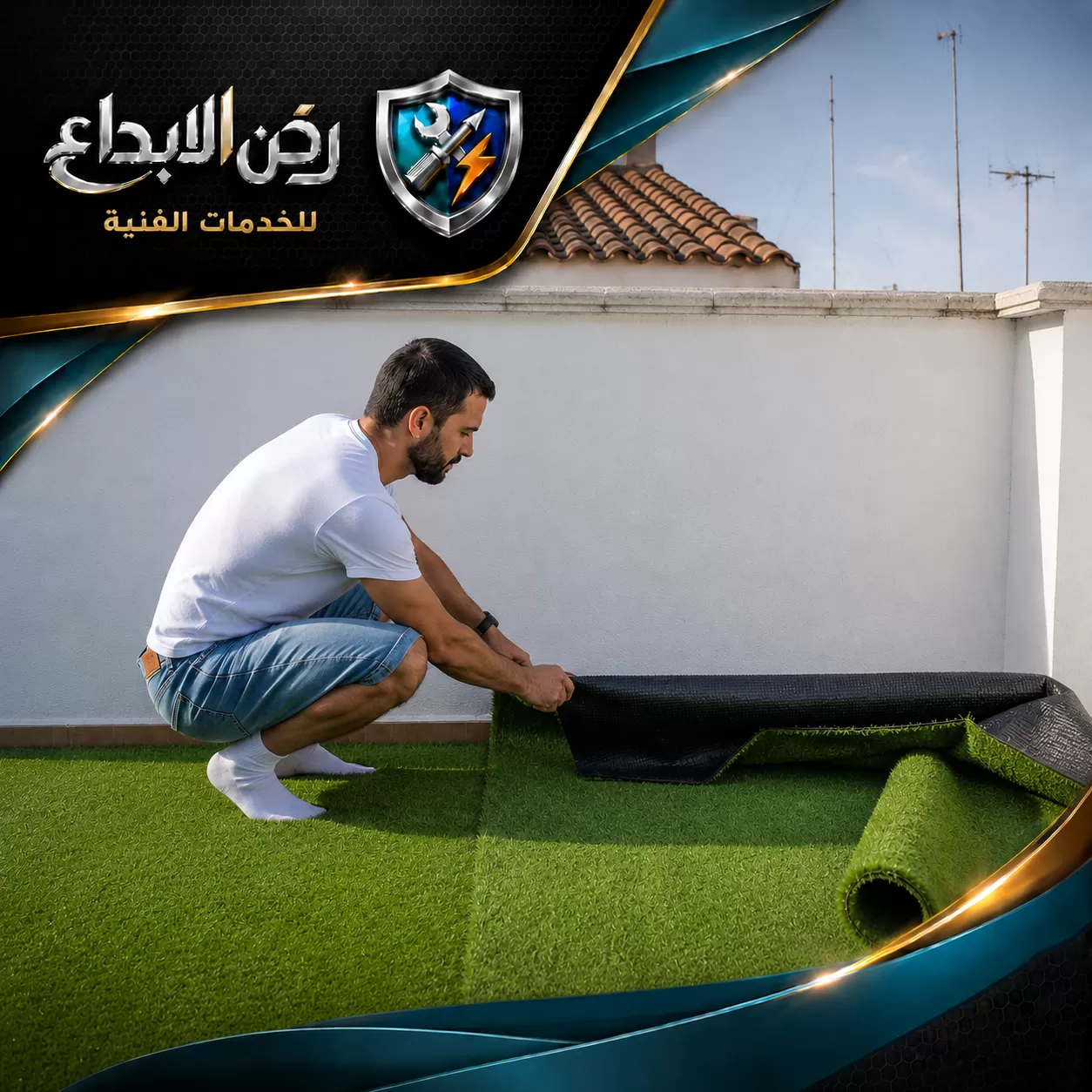 تركيب عشب صناعي على الجدار في راس الخيمة 0553689103 شركة ركن الابداع
